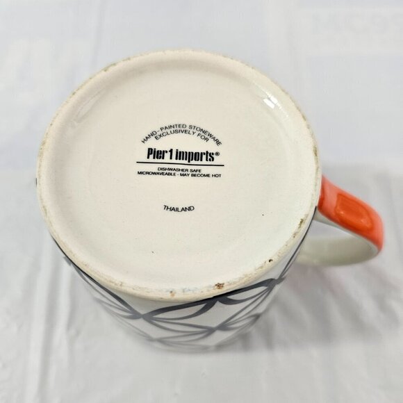 Pier 1 Imports Hand Painted Geometric Pattern 14 Oz Stoneware Mug Cup - Picture 13 of 13